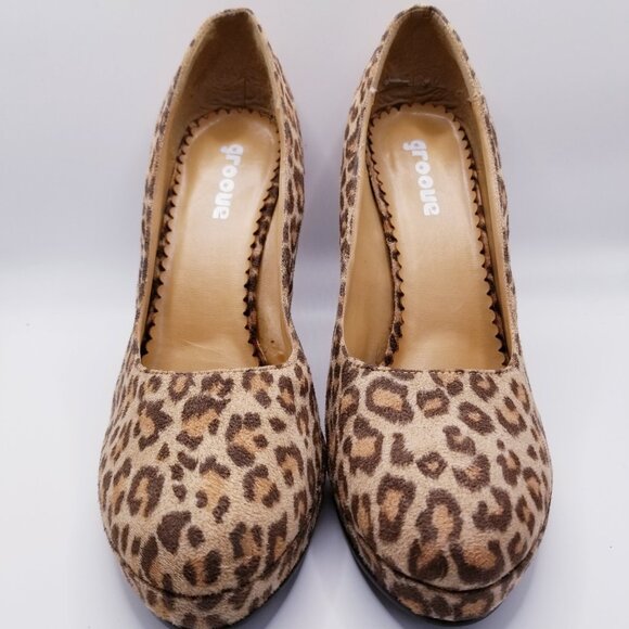 Y2K Vintage Groove Faux Suede Leopard Print - Drama Queen - Size 9 - Picture 2 of 7